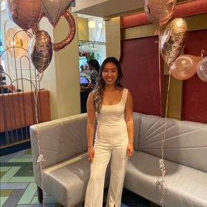 🤍WORN ONCE🤍 boohoo petite wide leg White/Ivory Jumpsuit